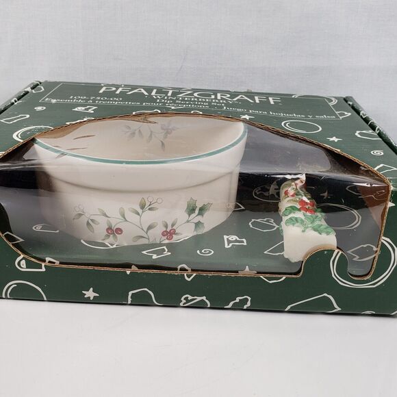 Pfaltzgraff Winterberry Dip Mix Set 4.5” Bowl Spreader in box USA NOS Christmas - Picture 3 of 14